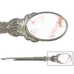 Pink And White Marble Texture With Gold Intrusions Pale Rose Background Letter Opener by genx