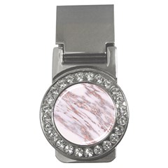 Marble With Metallic Rose Gold Intrusions On Gray White Stone Texture Pastel Pink Background Money Clips (cz)  by genx