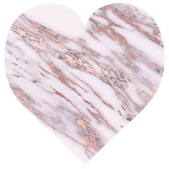 Marble With Metallic Rose Gold Intrusions On Gray White Stone Texture Pastel Pink Background Wooden Puzzle Heart by genx