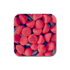 Fraise Bonbons Rubber Square Coaster (4 Pack)  by kcreatif