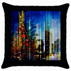 Skyline Frankfurt Christmas Star Throw Pillow Case (black) by Wegoenart