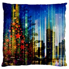 Skyline Frankfurt Christmas Star Large Flano Cushion Case (two Sides) by Wegoenart