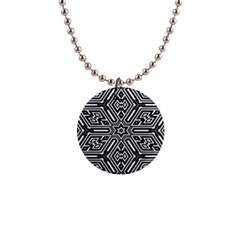 Grid Pattern Backdrop Seamless Design Geometric Patterns Line 1  Button Necklace by Vaneshart