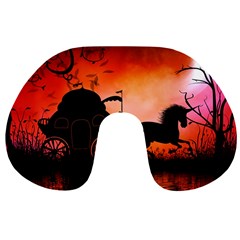 Drive In The Night By Carriage Travel Neck Pillow by FantasyWorld7