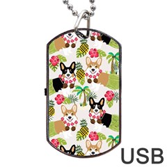 Corgis Hula Pattern Dog Tag Usb Flash (one Side) by Sapixe