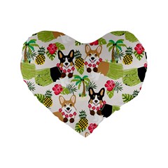 Corgis Hula Pattern Standard 16  Premium Heart Shape Cushions by Sapixe