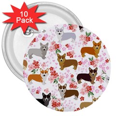 Corgis Corgi Pattern 3  Buttons (10 Pack)  by Sapixe