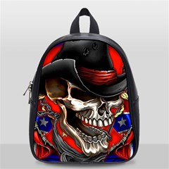 Confederate Flag Usa America United States Csa Civil War Rebel Dixie Military Poster Skull School Bag (small) by Sapixe