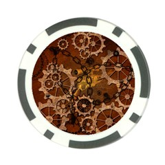 Steampunk Patter With Gears Poker Chip Card Guard by FantasyWorld7