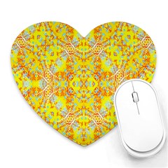 Vivid Warm Ornate Pattern Heart Mousepads by dflcprintsclothing