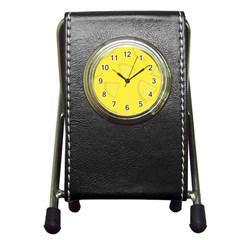 Yellow Pineapple Background Pen Holder Desk Clock by HermanTelo