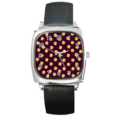 I Love Bread Square Metal Watch by designsbymallika