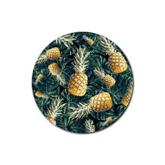 Pattern Ananas Tropical Rubber Coaster (round)  by kcreatif