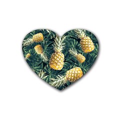 Pattern Ananas Tropical Rubber Coaster (heart)  by kcreatif