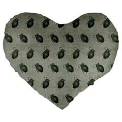 Army Green Hand Grenades Large 19  Premium Flano Heart Shape Cushions by McCallaCoultureArmyShop