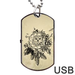 Owl On A Dreamcatcher Dog Tag Usb Flash (two Sides) by FantasyWorld7