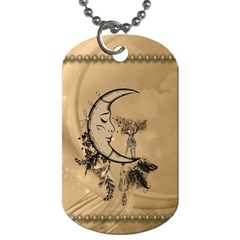 Deer On A Mooon Dog Tag (two Sides) by FantasyWorld7