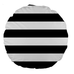 Black And White Large Stripes Goth Mime French Style Large 18  Premium Round Cushions by genx