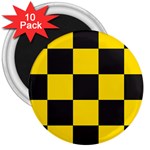 Checkerboard Pattern Black and Yellow Ancap Libertarian 3  Magnets (10 pack)  Front