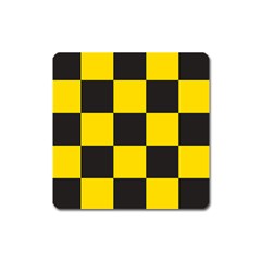 Checkerboard Pattern Black And Yellow Ancap Libertarian Square Magnet by snek