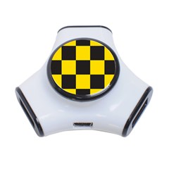 Checkerboard Pattern Black And Yellow Ancap Libertarian 3-port Usb Hub by snek