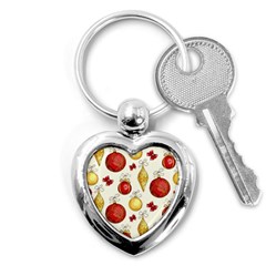 Vintage Christmas Pattern Background Key Chain (heart) by Vaneshart