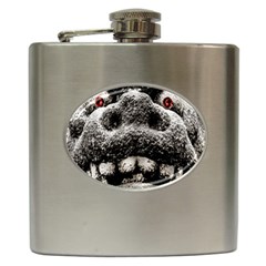 Monster Sculpture Extreme Close Up Illustration 2 Hip Flask (6 Oz) by dflcprintsclothing