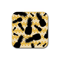 Ananas Chevrons Noir/jaune Rubber Coaster (square)  by kcreatif