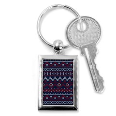 Christmas Concept With Knitted Pattern Key Chain (rectangle) by Vaneshart