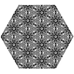 Black And White Pattern Wooden Puzzle Hexagon by HermanTelo