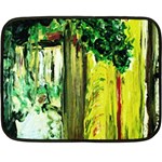 Old Tree And House With An Arch 8 Fleece Blanket (Mini) 35 x27  Blanket