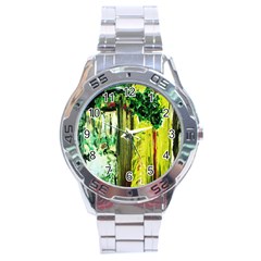 Old Tree And House With An Arch 8 Stainless Steel Analogue Watch by bestdesignintheworld