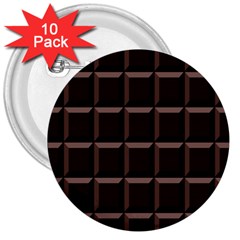 Dark Chocolate Seamless Pattern Sweet Texture 3  Buttons (10 Pack)  by Wegoenart