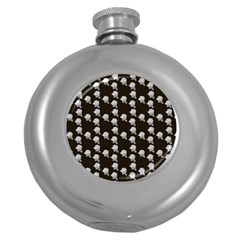 White Rose In Brown Round Hip Flask (5 Oz) by snowwhitegirl