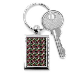 Doily Rose Pattern Black Key Chain (rectangle) by snowwhitegirl