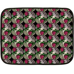 Doily Rose Pattern Black Double Sided Fleece Blanket (mini)  by snowwhitegirl