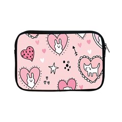 Cartoon Cute Valentines Day Doodle Heart Love Flower Seamless Pattern Vector Apple Ipad Mini Zipper Cases by Vaneshart