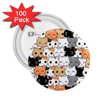 Cute Cat Kitten Cartoon Doodle Seamless Pattern 2.25  Buttons (100 pack)  Front