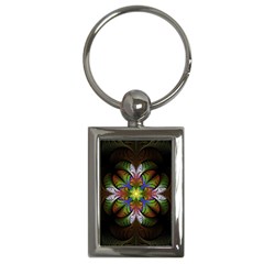 Fractal Flower Fantasy Pattern Key Chain (rectangle) by Wegoenart