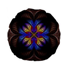 Fractal Flower Fantasy Floral Standard 15  Premium Flano Round Cushions by Wegoenart