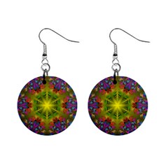 Fractal Abstract Background Pattern Mini Button Earrings by Wegoenart