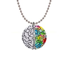 Brain Mind Psychology Idea Drawing 1  Button Necklace by Wegoenart