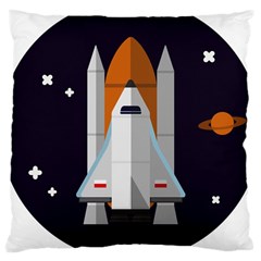 Rocket Space Universe Spaceship Large Cushion Case (one Side) by Wegoenart