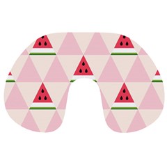 Seamless Pattern Watermelon Slices Geometric Style Travel Neck Pillow by Nexatart