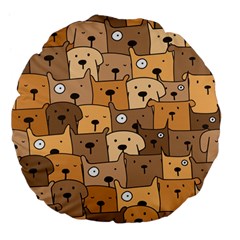 Cute Dog Seamless Pattern Background Large 18  Premium Flano Round Cushions by Nexatart