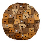 Cute Dog Seamless Pattern Background Large 18  Premium Flano Round Cushions Back