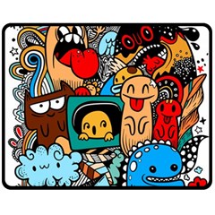 Abstract Grunge Urban Pattern With Monster Character Super Drawing Graffiti Style Double Sided Fleece Blanket (medium)  by Nexatart