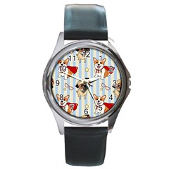 Pattern Dog Round Metal Watch by Nexatart