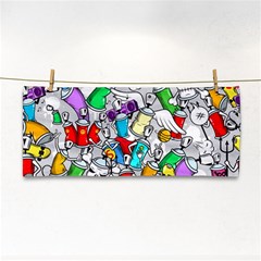 Graffiti Characters Seamless Pattern Hand Towel by Nexatart