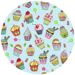 Cupcake Doodle Pattern Wooden Puzzle Round by Sobalvarro